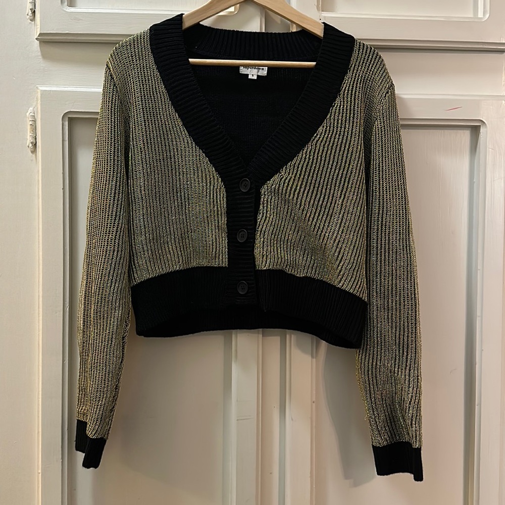 SUPERDOWN cardigan. Black/gold